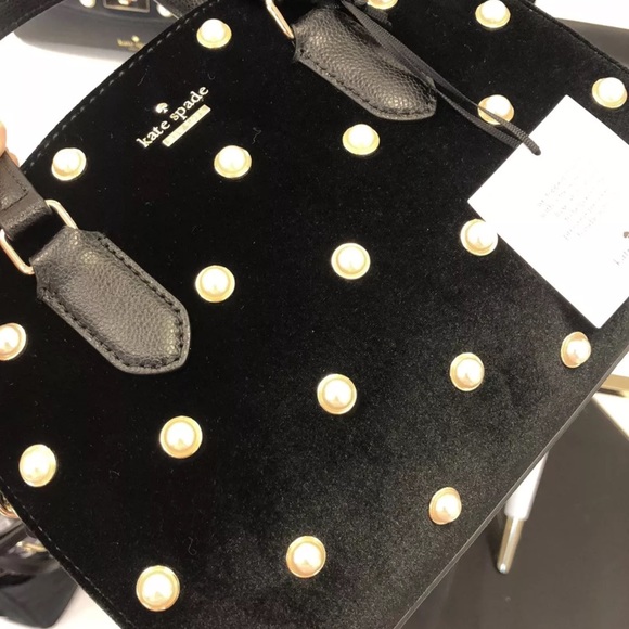 ⛔️SOLD/Authentic Kate Spade velvet/Leather/pearls - Picture 7 of 8